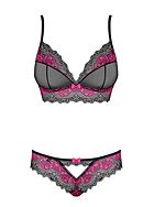 Lingerie set, partially sheer cups, floral lace